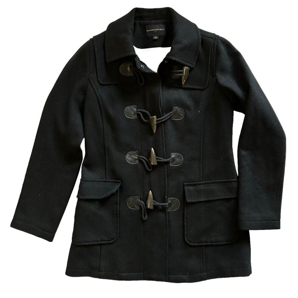 Banana Republic Womens Wool Blend Toggles Coat Black XS, NWOT